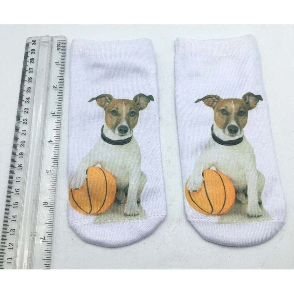 Girl Teen Socks Dog Pit Bull Basketball Whimsical Read Size New Free Shipping